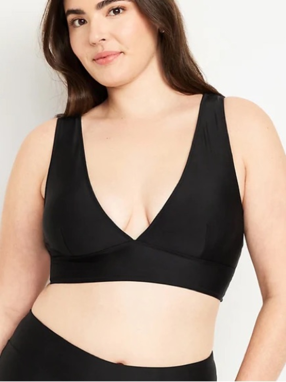 Black V-Neck Bikini Top NWT